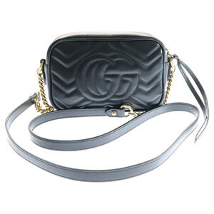 Gucci Bag Leather Black Shoulder Marmont GG